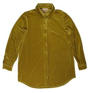 Philosophy Amber Yellow Velvet Textured Boyfriend Shirt Women’s Large